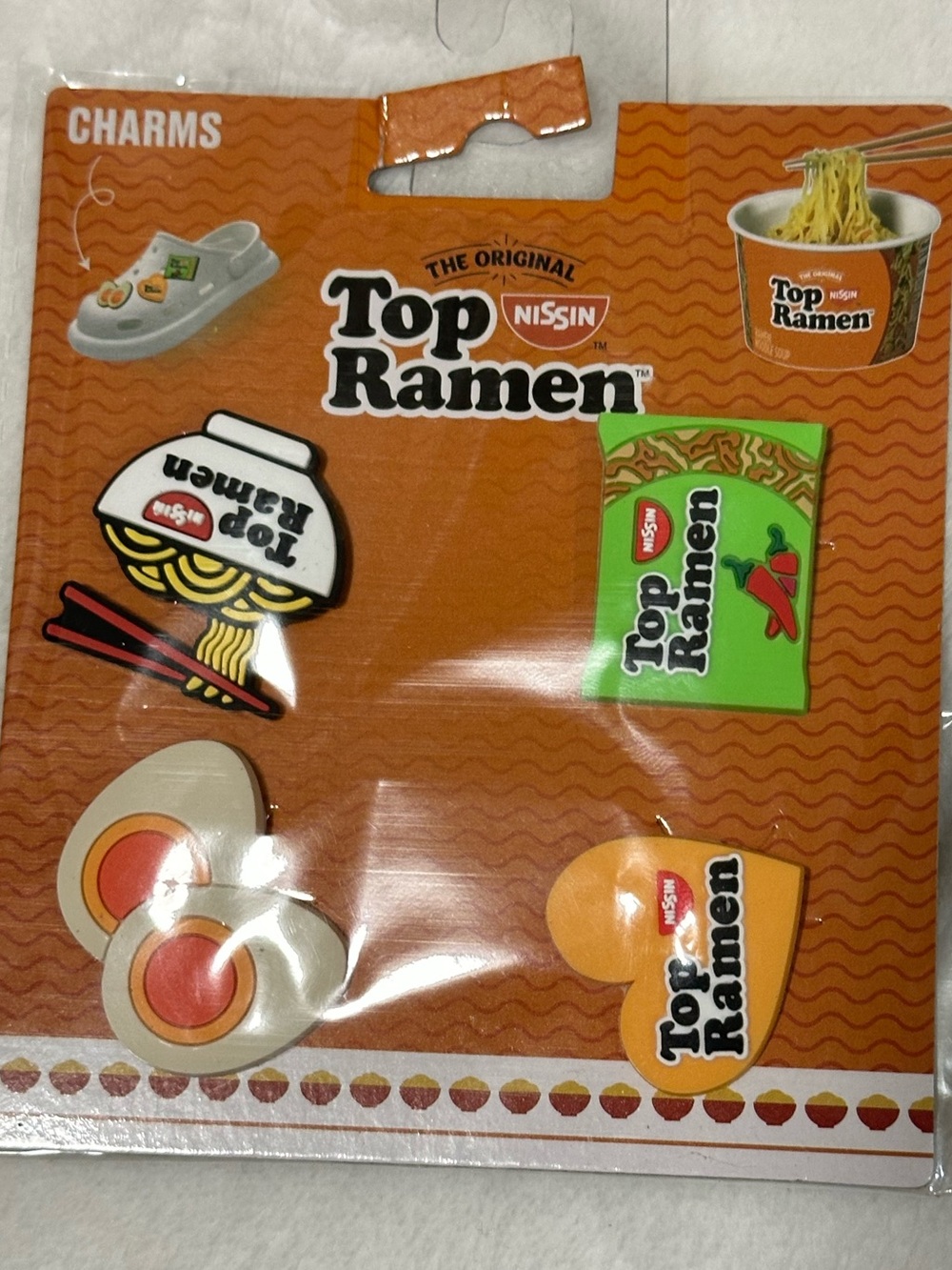 Top Ramen Shoe Charms Set - 4pc Retro Foodie Clogs Accessories Kit